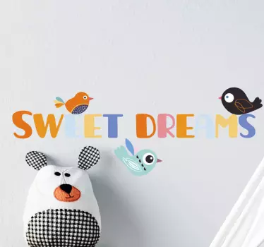 Wandtattoo bett bunte nachtphrase - TenStickers