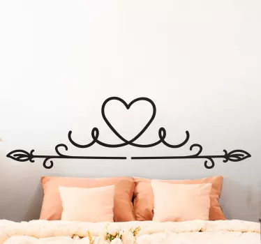 Wandtattoo Bett elegantes herzmotiv - TenStickers