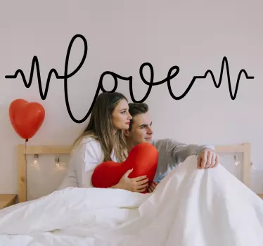 Wandtattoo Bett herzschlag der liebe - TenStickers