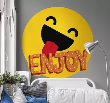 Wandtattoo Bett lächelnde gesichtsgrafik - TenStickers
