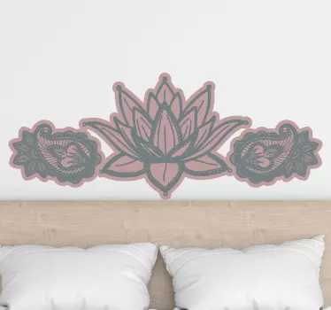Wandtattoo bett lotusblüten akzent - TenStickers