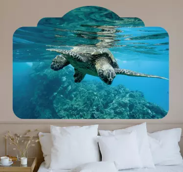 Wandtattoo bett ruhige schwimmende schildkröte - TenStickers