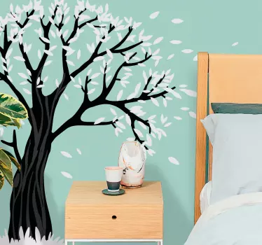 Wandtattoo Bett stilisierte baumsilhouette - TenStickers