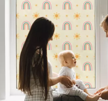 Blume Aufkleber Regenbogen und Blumen Muster - TenStickers