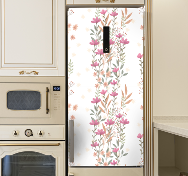 Folie Kühlschrank weißes blumenmuster - TenStickers