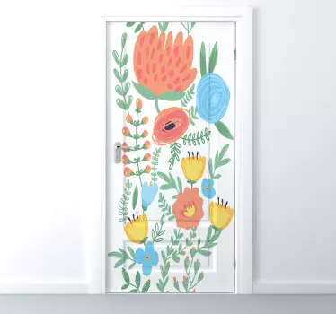 Türaufkleber bunte Blumenwiese - TenStickers