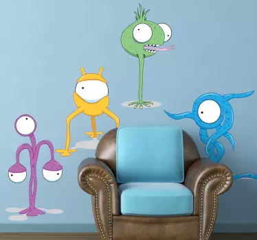 Wandtattoo Bunte Monster - TenStickers