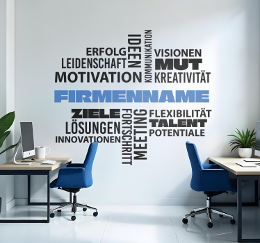 Wandtattoo Büro Workwolke personalisert mit Firmennamen - TenStickers