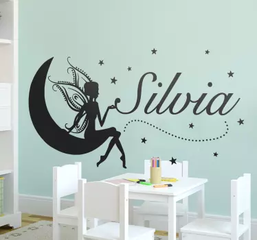 Wandtattoo Fee im Mond - TenStickers