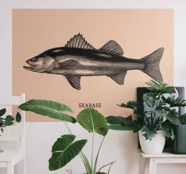 Wandtattoo Fisch Realistischer Seebarsch handgezeichnet - TenStickers
