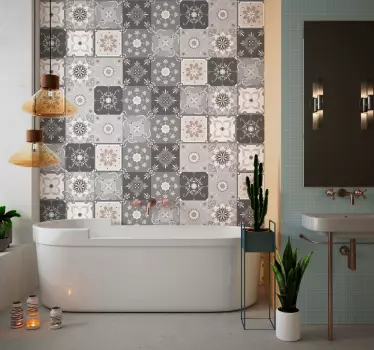 Beige Blumenverzierungen Fliesen Aufkleber - TenStickers