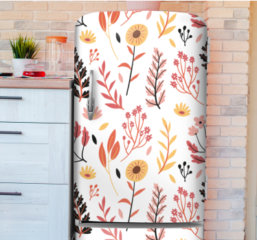 Folie Kühlschrank florales minimalistisches muster - TenStickers
