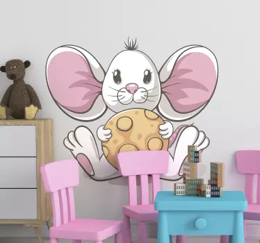 Wandtattoo Zeichnung Maus mit Keks - TenStickers
