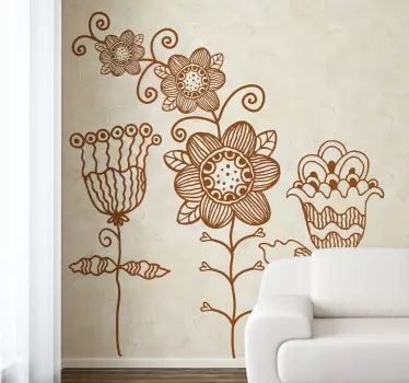 Wandtattoo gemalte Blumen - TenStickers
