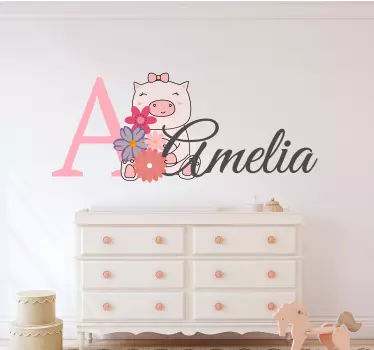 Wandtattoo baby schweinchen mit namen - TenStickers