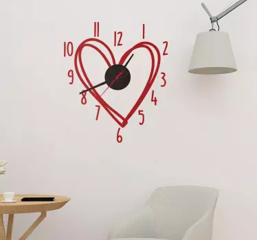 Wandtattoo Herz Uhr - TenStickers