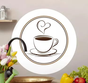 Wandtattoo Küche Tasse Kaffee mit Herz - TenStickers