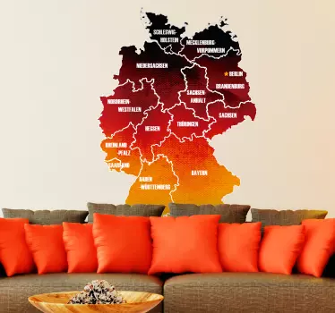 Wandtattoo Wohnzimmer Karte Bundesländer - TenStickers