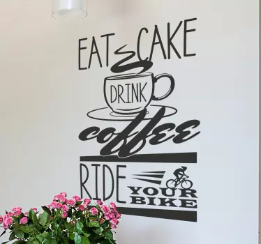 Wandtattoo Küche Kaffee und Fahrrad - TenStickers