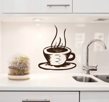 Wandtattoo Küche mit Kaffee und Milch - TenStickers