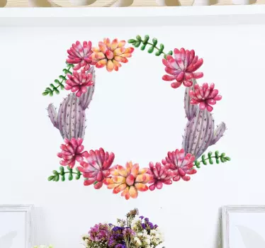 Wandtattoo Pflanze Kaktus Kranz - TenStickers