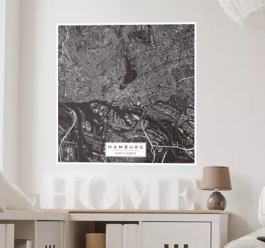 Wandtattoo Karte Hamburg - TenStickers