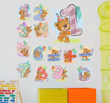 Wandtattoo Kinder Tiere Zahlen - TenStickers