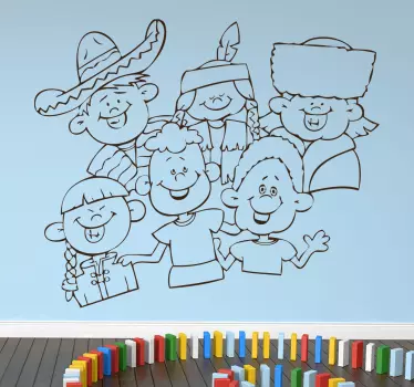 Wandtattoo Kinder verschiedener Nationen - TenStickers