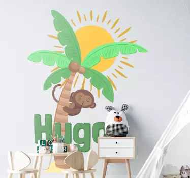 Wandtattoo Kinderzimmer affe und palme - TenStickers