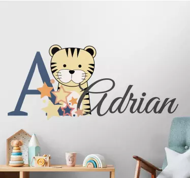 Wandtattoo baby tiger mit namen - TenStickers