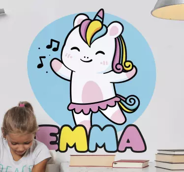 Wandtattoo kinderzimmer anpassbares fröhliches einhorn - TenStickers
