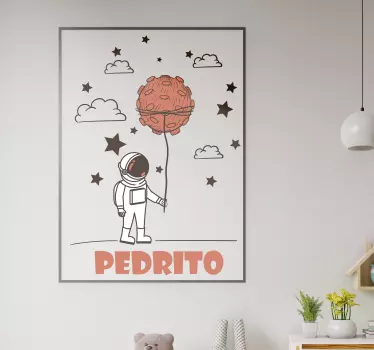 Wandtattoo kinderzimmer astronaut mit ballon design - TenStickers