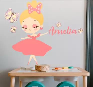 Wandtattoo Kinderzimmer ballettmädchen mit namen - TenStickers