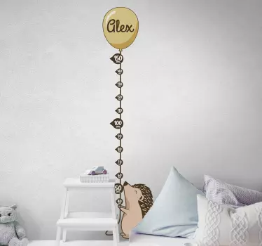 Wandtattoo Kinderzimmer ballon-messlatte igel - TenStickers