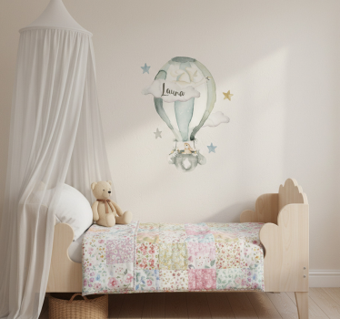 Wandtattoo kinderzimmer ballon mit kaninchen und namen - TenStickers