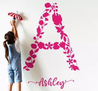 Wandtattoo Kinderzimmer benutzerdefinierte florale initiale - TenStickers