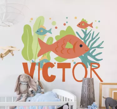 Wandtattoo kinderzimmer bunte fischszene - TenStickers