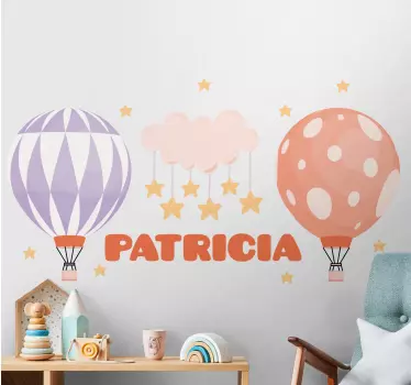 Wandtattoo Kinderzimmer bunte luftballons mit namen - TenStickers