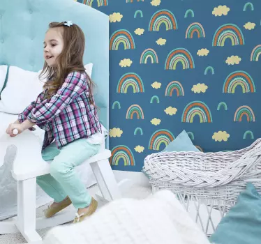Wandtattoo kinderzimmer bunte regenbogenwolken - TenStickers