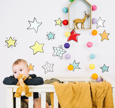Wandtattoo baby bunte sterne elemente - TenStickers
