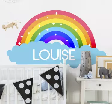 Wandtattoo kinderzimmer bunter bogen mit namen - TenStickers