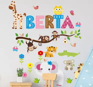 Wandtattoo kinderzimmer buntes tiermotiv - TenStickers