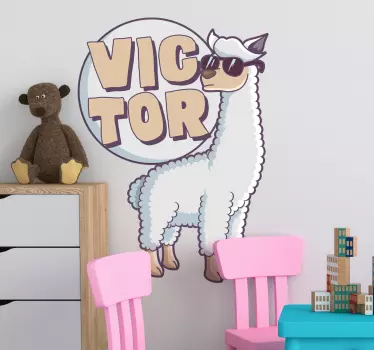 Wandtattoo kinderzimmer cooler lama charakter - TenStickers