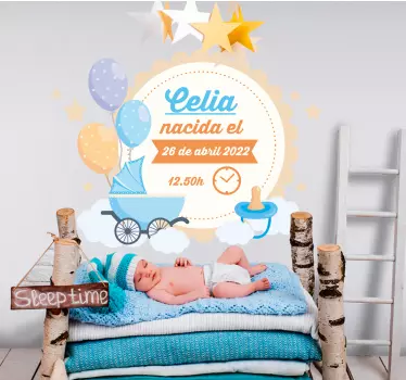 Wandtattoo kinderzimmer mit geburtsdetails - TenStickers
