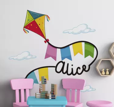 Wandtattoo Kinderzimmer drachenbanner und name - TenStickers