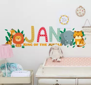 Wandtattoo kinderzimmer dschungeltiere personalisiert - TenStickers