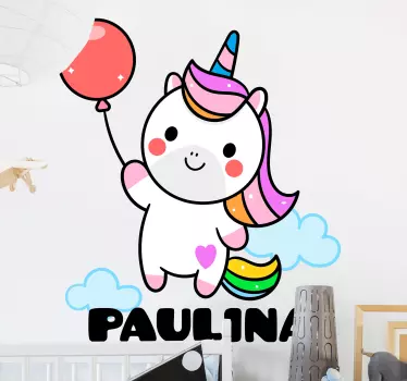 Wandtattoo kinderzimmer einhorn mit ballon - TenStickers
