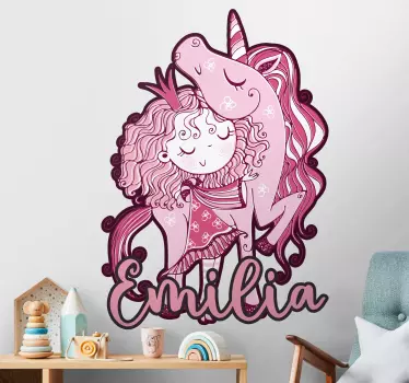 Wandtattoo kinderzimmer einhorn umarmung - TenStickers