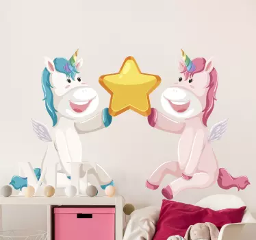 Wandtattoo kinderzimmer einhörner mit sternen - TenStickers