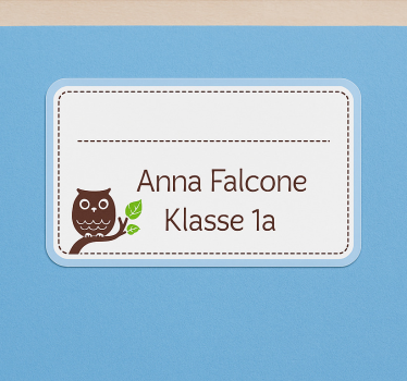 Wandtattoo Kinderzimmer eulenetikett mit namen - TenStickers
